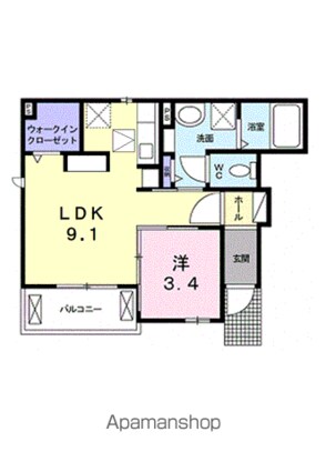 エル・クレール　Ⅰ[1LDK/36.41m2]の間取図