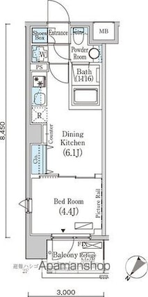 フルハウス赤羽[1DK/25.35m2]の間取図
