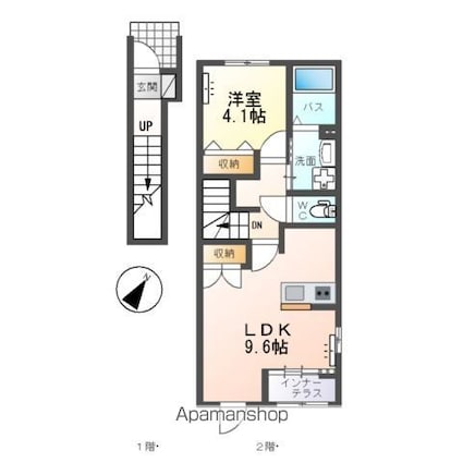 （仮）スターテラスⅡ下岡本町アパート[1LDK/42.82m2]の間取図