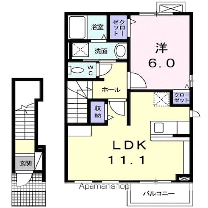 エアリースクエア[1LDK/46.09m2]の間取図