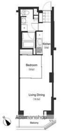 東京都世田谷区北沢５丁目[1LDK/39.76m2]の間取図