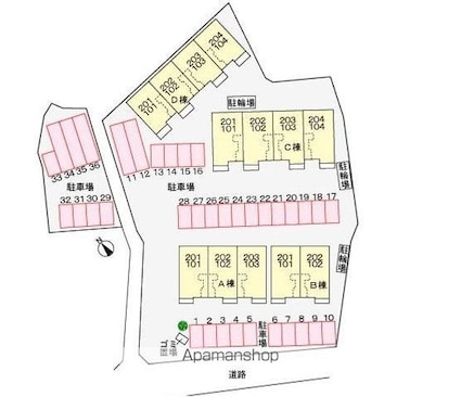 香川県高松市西山崎町[2LDK/57.02m2]の配置図
