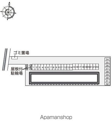 レオパレスはばたけⅡ[1K/23.61m2]の配置図