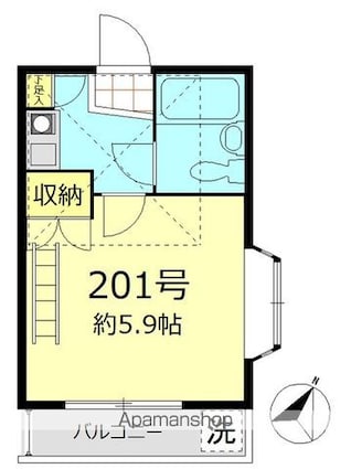 アミュズメント大和町第２[1K/15.84m2]の間取図