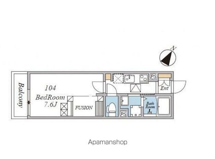 ウィンドテラス新柴又Ⅱ[1K/23.6m2]の間取図