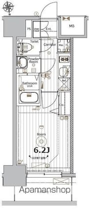 メイクスＷアート今池Ⅲ[1K/22.23m2]の間取図
