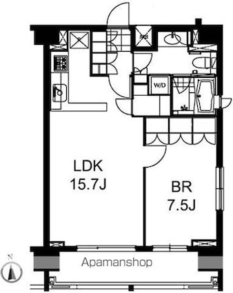 芝ウエスト[1LDK/54.05m2]の間取図