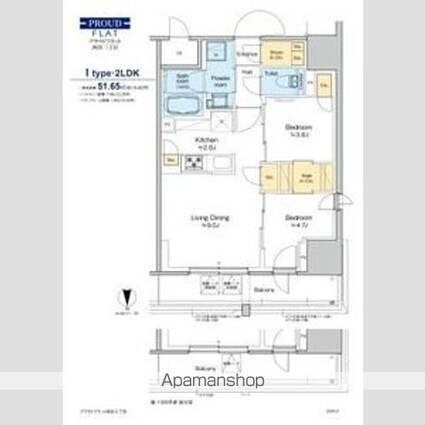 プラウドフラット四谷三丁目[2LDK/51.65m2]の間取図