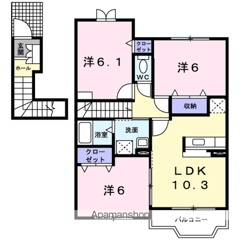 羽島郡笠松町中野のアパートの間取り