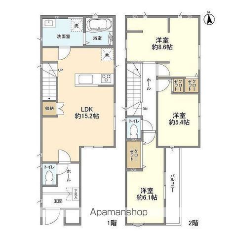 鎌ケ谷市中佐津間の戸建ての間取り