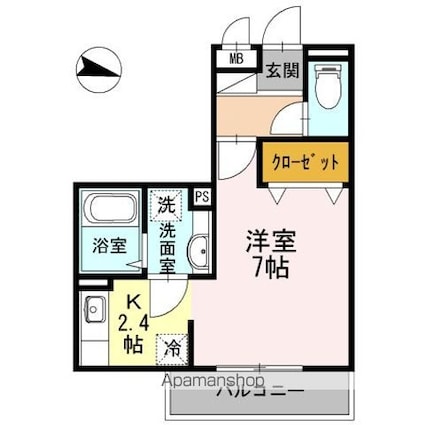 フラット明大前[1K/27.76m2]の間取図