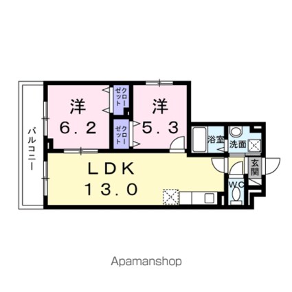 Ｐｒｅｔｔｙ　Ｆｏｒｅｓｔ[2LDK/52.82m2]の間取図