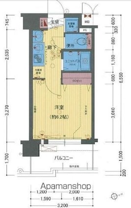 プレサンス名古屋城前ラバンカ[1K/20.96m2]の間取図