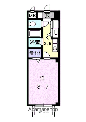滋賀県愛知郡愛荘町愛知川[1K/27m2]の間取図