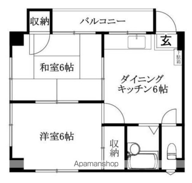 メロディーハイツ久万ノ台[2DK/36.45m2]の間取図