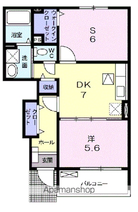 グリシーヌ　アビテ[1SDK/46.22m2]の間取図
