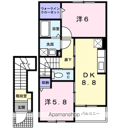 Ａｌｉｖｅ　ｉｔ　刻　Ⅲ[2DK/52.53m2]の間取図