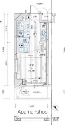 メインステージ押上Ⅲ[1K/21.08m2]の間取図
