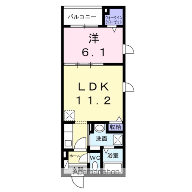 アガベ[1LDK/40.68m2]の間取図