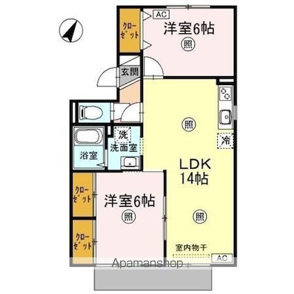 ルレーブＫ　Ｂ棟[2LDK/57.93m2]の間取図
