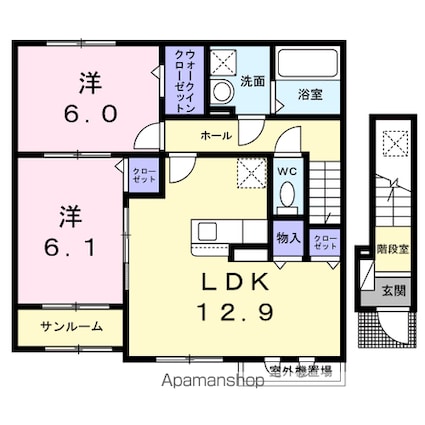 プレミアムテラス[2LDK/66.97m2]の間取図
