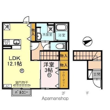 アスコット[1LDK/45.97m2]の間取図