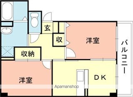 フォレストハウス[2DK/58m2]の間取図