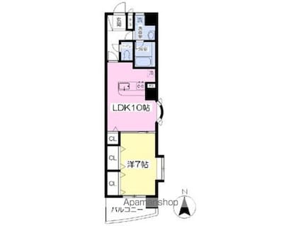 アリスト・インターシティー[1LDK/42m2]の間取図