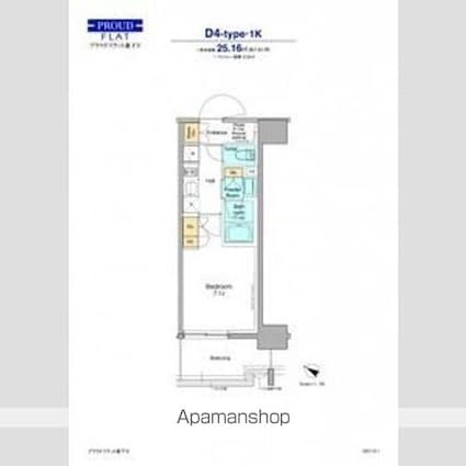 プラウドフラット両国サウス[1K/25.16m2]の間取図
