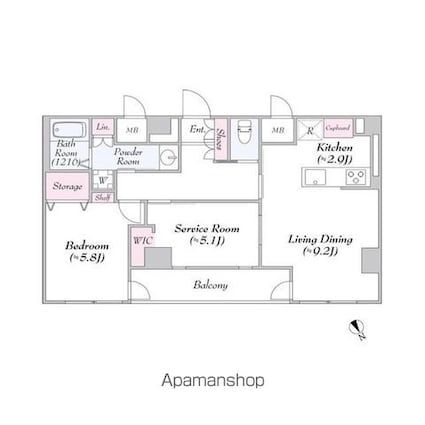 ヴァンテ・アン神楽坂[1SLDK/59.22m2]の間取図