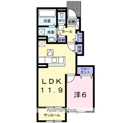 ドルチェ[1LDK/48.76m2]の間取図