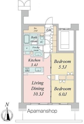 トラープランド蒼麗館[2LDK/60.63m2]の間取図
