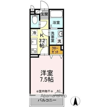 パルズ　プレイス[1K/26.27m2]の間取図