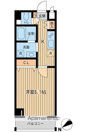 ベルメゾン吉祥寺[1K/27.21m2]の間取図