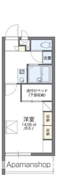 レオパレスさぎしまⅡ[1K/23.18m2]の間取図