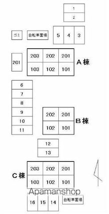 香川県高松市上福岡町[2DK/45.36m2]の配置図
