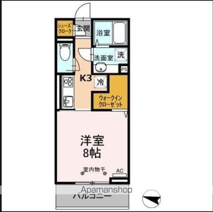 ヴェルドミールカシマⅡ[1K/30.03m2]の間取図