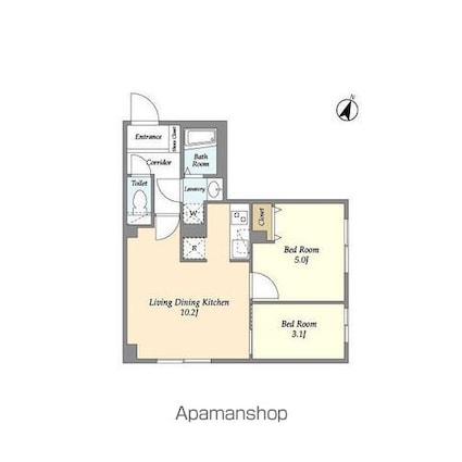 ウェルスクエアイズム駒込[2LDK/40.05m2]の間取図