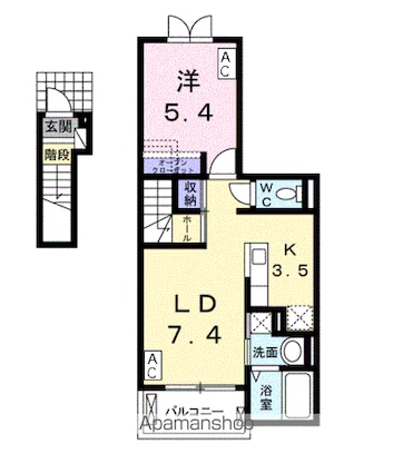 岐阜県岐阜市細畑６丁目[1LDK/41.23m2]の間取図
