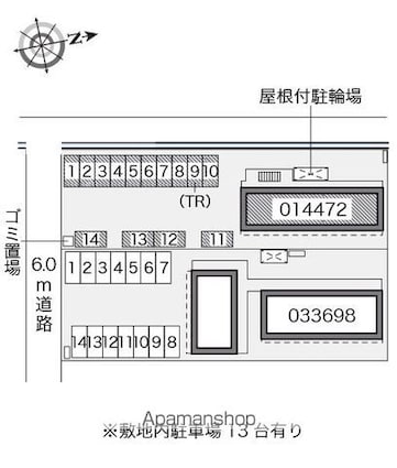 レオパレス西之島[1K/20.28m2]の配置図