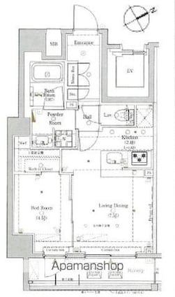 東京都台東区東上野４丁目[1LDK/40.45m2]の間取図