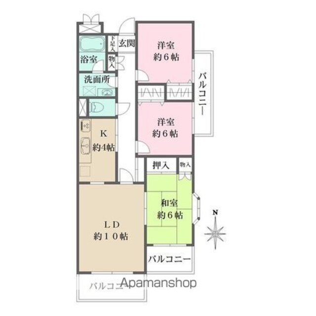 リレント成城[3LDK/75.16m2]の間取図