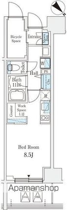 リテラス西日暮里[1R/25.55m2]の間取図
