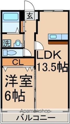 ソレイユ・ビラ[1LDK/43.74m2]の間取図
