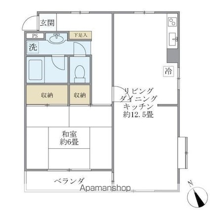 東京都杉並区浜田山２丁目[1LDK/37m2]の間取図