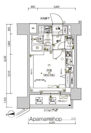 メインステージ南砂町Ⅱ[1R/26.04m2]の間取図