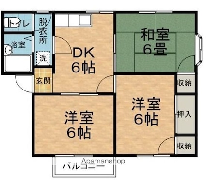 モモセハイツ[3DK/49.5m2]の間取図