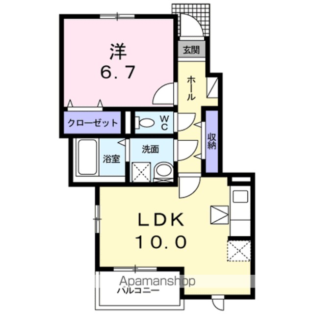 ｉｓｏｌａ　ｆｅｌｉｃｅ[1LDK/42.49m2]の間取図