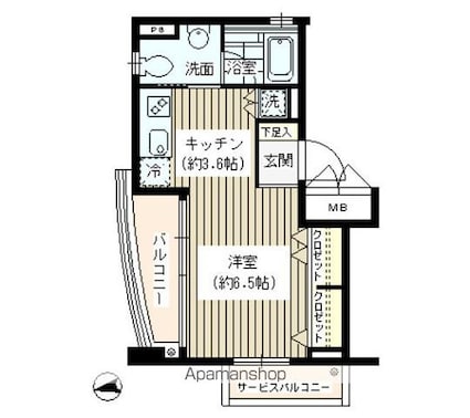 アンシャンテ世田谷[1R/26.89m2]の間取図