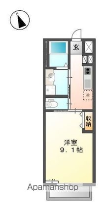 Ｌａｒｇｅ　ｍｏａｔ[1K/30.74m2]の間取図
